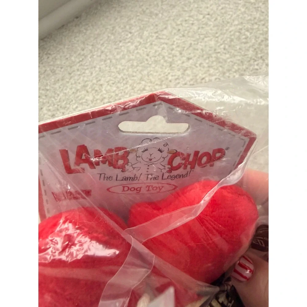 Multipet Lamb Chop Large Plush Squeaky Dog Toy White Red 48375 NEW - Picture 6 of 6